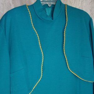 Teal Blue Jacket & Midi Maxi Dress Knit Ponte Size 12 NWOT